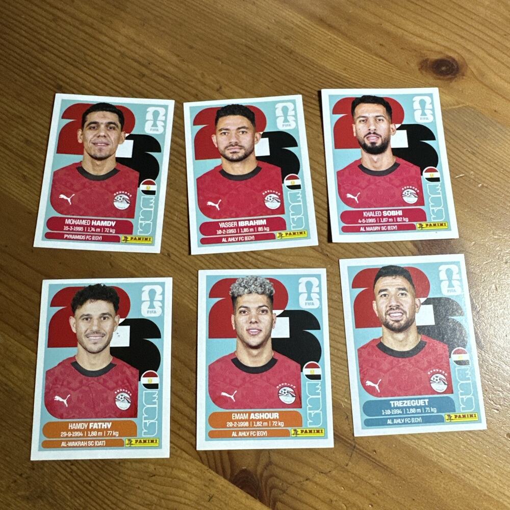 2026 FIFA Panini World Cup Team Egypt 6 Sticker Lot 4/5/6/12/15/19